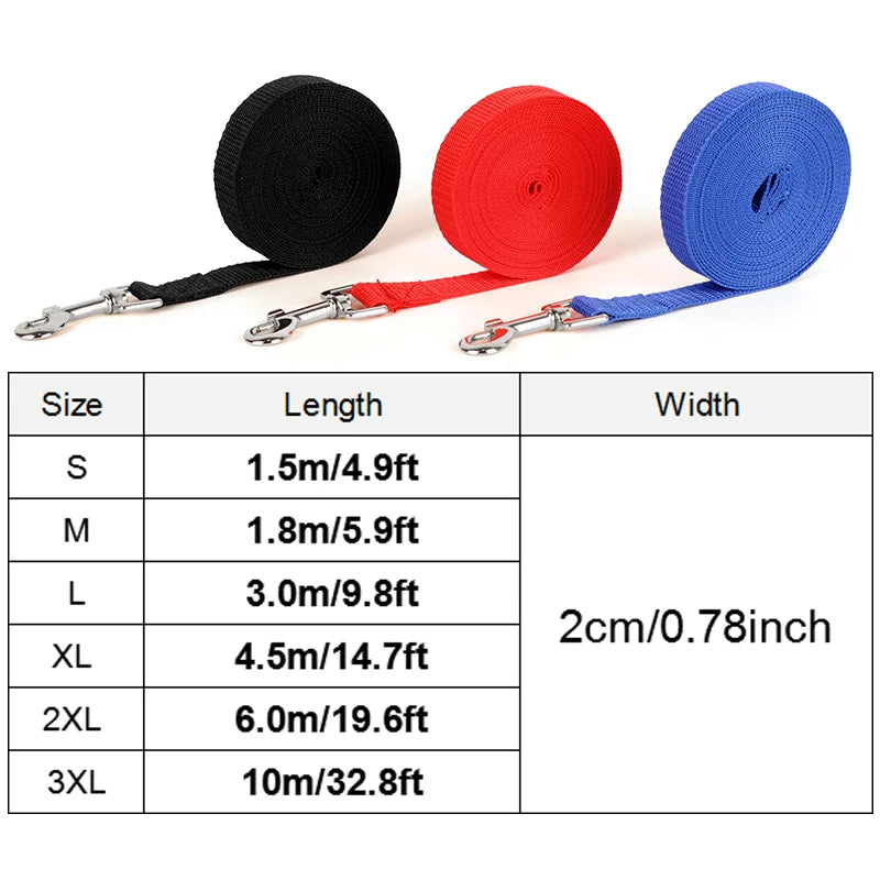 Nylon Dog Training Leashes - All Sizes