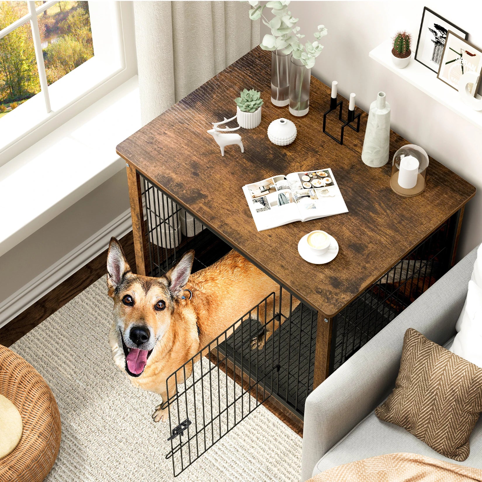Dog Cage Table Pet Kennel