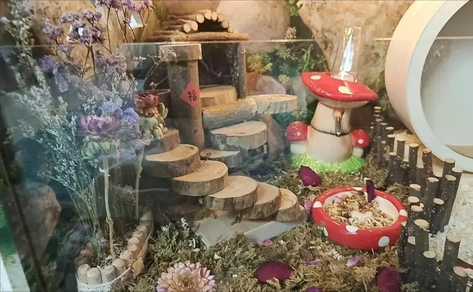 Mushroom Hamster Hideout with Water Bottle